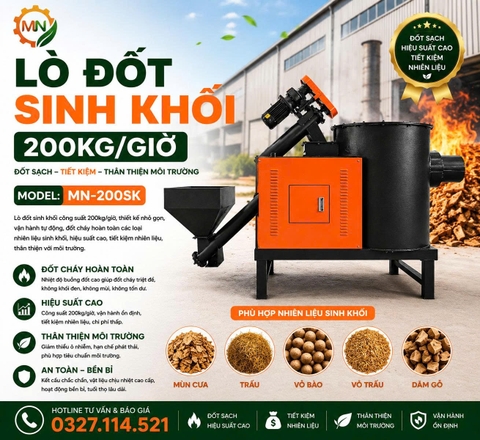 Lò đốt sinh khối - Biomass Burner 200kg/giờ