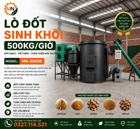 Lò đốt sinh khối công suất 500kg/giờ