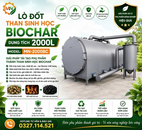 Lò đốt than sinh học Biochar - 2000L