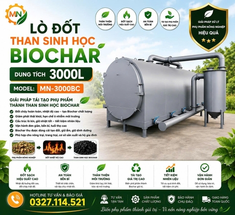 Lò đốt than sinh học Biochar - 3000L