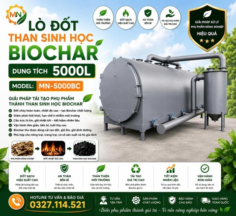 Lò đốt than sinh học Biochar - 5000L