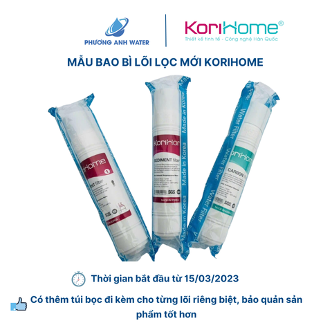 Thông báo thay đổi bao bì lõi lọc và tem xác thực các sản phẩm Korihome
