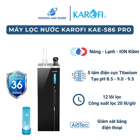 Máy lọc nước Karofi nóng lạnh Hydro-ION KAE-S86 PRO 12 lõi