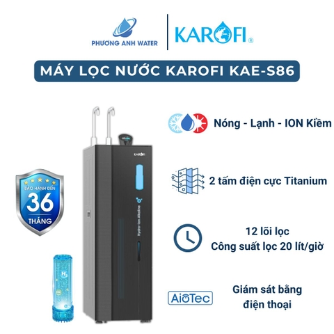 Máy lọc nước Karofi nóng lạnh Hydro-ION KAE-S86 12 lõi