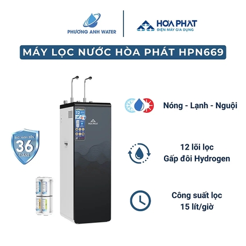 Máy lọc nước nóng lạnh Hòa Phát HPN669 12 lõi