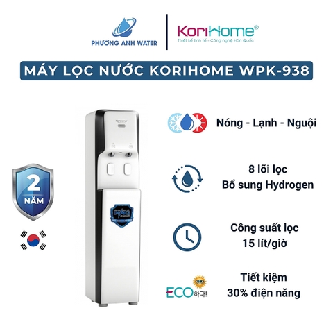 Máy lọc nước nóng lạnh Korihome WPK-938 8 lõi