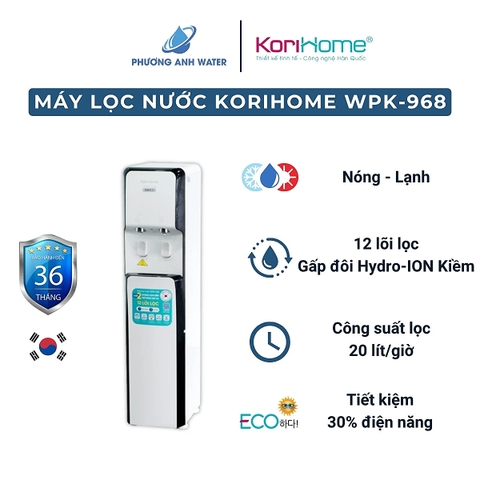 Máy lọc nước nóng lạnh Korihome WPK-968 12 lõi