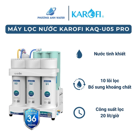 Máy lọc nước RO Karofi KAQ-U05 PRO để gầm 10 lõi