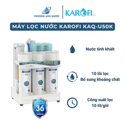 Máy lọc nước RO Karofi KAQ-U50K để gầm 10 lõi