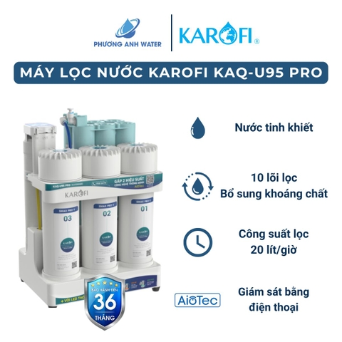 Máy lọc nước RO Karofi KAQ-U95 PRO để gầm 10 lõi
