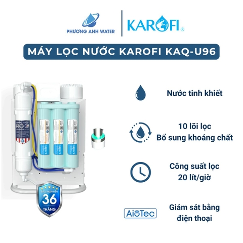 Máy lọc nước RO Karofi KAQ-U96 để gầm 10 lõi