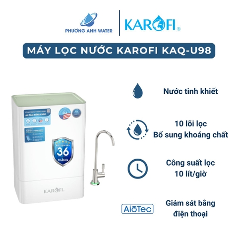 Máy lọc nước RO Karofi KAQ-U98 có tủ để gầm 10 lõi