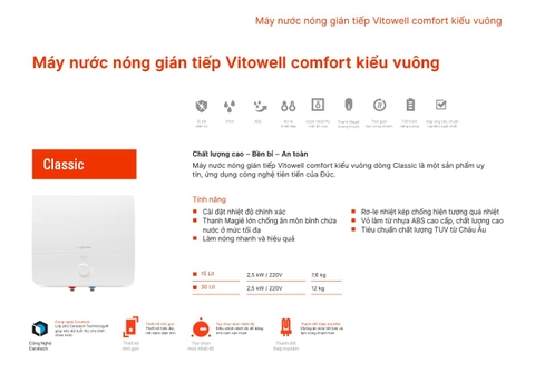 Máy nước nóng gián tiếp Vitowell Comfort Classic C2 R15 & R30