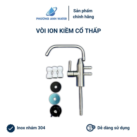 Vòi gạt inox cổ thấp cho máy lọc nước ION Kiềm