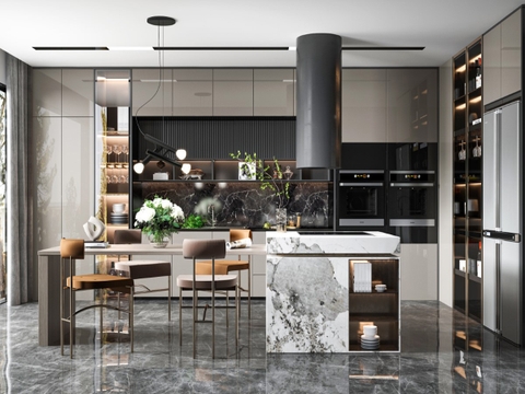 Thư Viện Mẫu Bếp Sketchup Đã Ốp Vật Liệu Render Đầy Đủ