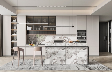 Thư Viện Mẫu Bếp Sketchup Đã Ốp Vật Liệu Render Đầy Đủ