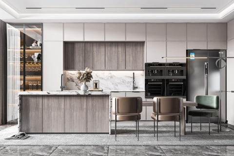 Thư Viện Mẫu Bếp Sketchup Đã Ốp Vật Liệu Render Đầy Đủ