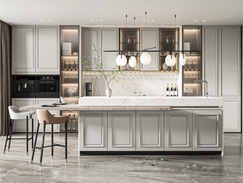 Thư Viện Mẫu Bếp Sketchup Đã Ốp Vật Liệu Render Đầy Đủ
