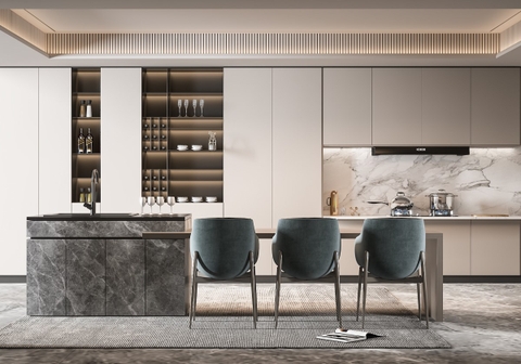 Thư Viện Mẫu Bếp Sketchup Đã Ốp Vật Liệu Render Đầy Đủ