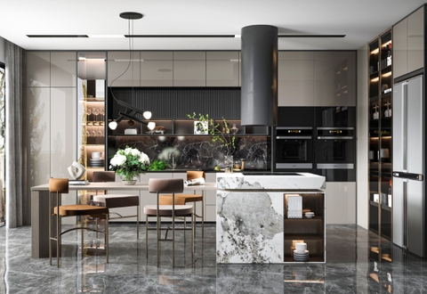 Thư Viện Mẫu Bếp Sketchup Đã Ốp Vật Liệu Render Đầy Đủ