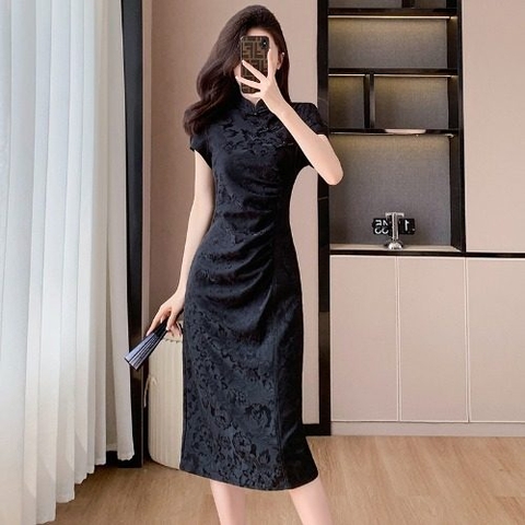 ma-m053-dam-jacquard-tay-ngan-thanh-lich-kieu-trung-hoa-co-dien-lay-cam-hung-tu-