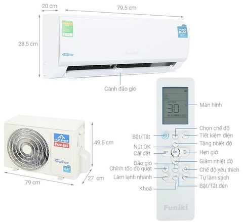 Điều hòa Funiki Inverter 9000 BTU 1 chiều HIC09TMU gas R-32 Chính Hãng Mới 100%