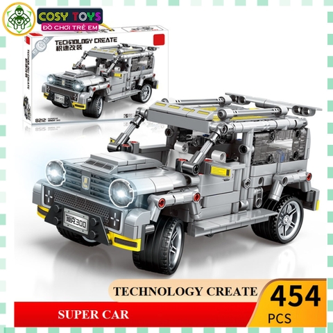 Đồ chơi lêgo xếp hình lắp ráp xe jeep thể thao địa hình màu xám với 454 chi tiết