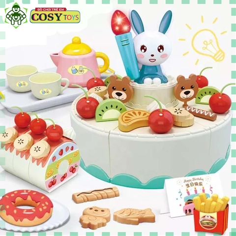 Đồ chơi cắt bánh sinh nhật loại lớn 85 chi tiết kèm nhạc và đèn dễ thương cho bé