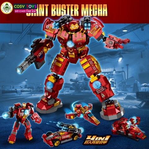 Đồ chơi lắp ghép xếp hình lắp ráp Ironman 4 trong 1 trong bộ giáp Gaint Buster Mecha với 867 chi tiết