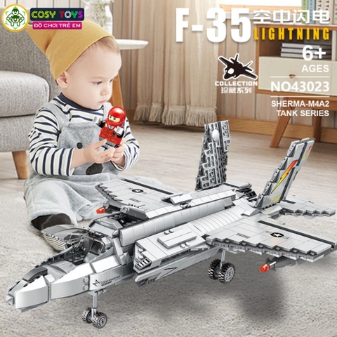 Đồ chơi lắp ghép xếp hình lắp ráp máy bay F35 Air Lightning với 1600 chi tiết
