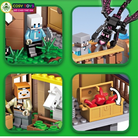 Đồ chơi lắp ghép xếp hình Mine Craft tales of the pasture rồng đen với hơn 820 chi tiết