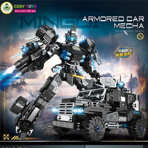 Đồ chơi lắp ghép xếp hình chiến binh robot biến hình 2 trong 1 thành xe cảnh sát với 458 chi tiết