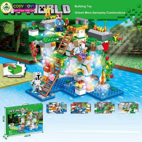 Đồ chơi lắp ghép xếp hình My world kèm nhân vật với nhiều chủ đề từ 426-423-562-559 mảnh ghép cho bé