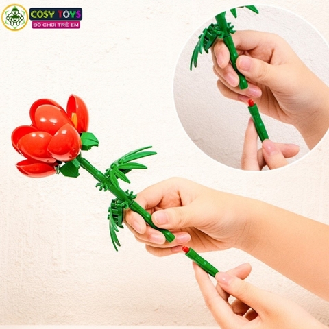 Đồ chơi lắp ghép xếp hình cành hoa đủ mẫu và màu sắc cho bé