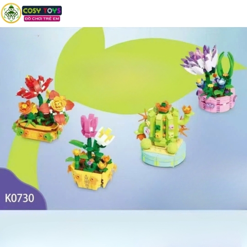 Đồ chơi lắp ghép xếp hình set bó hoa đủ mẫu hoa khoe sắc cho bé