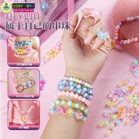 Đồ chơi hạt làm vòng tay, vòng cổ 10 trong 1 với nhiều mẫu thủ công thoả sức sáng tạo cho bé