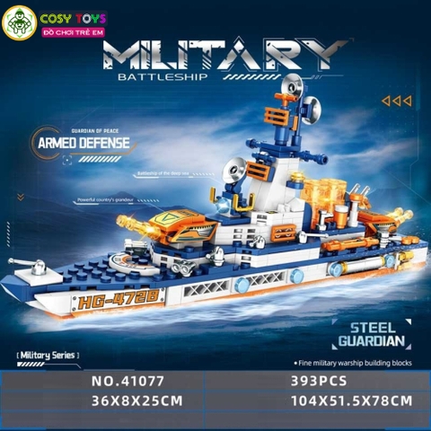 Đồ chơi lắp ghép xếp hình tàu chiến, xe tăng quân sự đẹp nhiều màu sắc từ 393-432 chi tiết cho bé