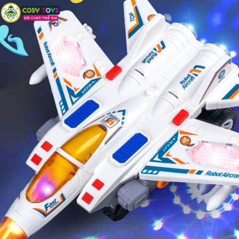 Đồ chơi máy bay biến hình thành robot có đèn và nhạc cho bé