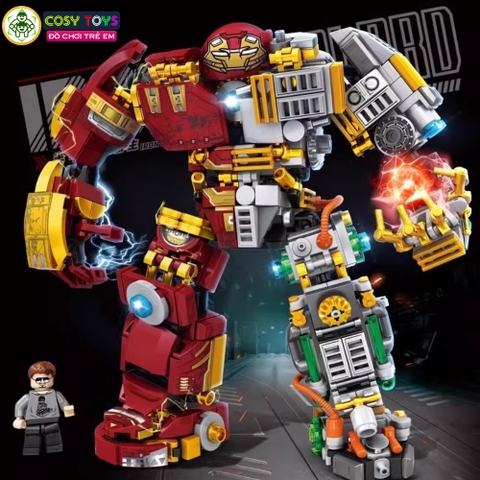 Đồ chơi lắp ghép xếp hình Ironman trong bộ giáp kết hợp đỏ xanh với hơn 552 chi tiết