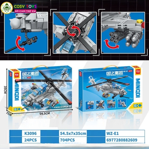 Đồ chơi lắp ghép xếp hình trực thăng vũ trang mới với 704 chi tiết cho bé