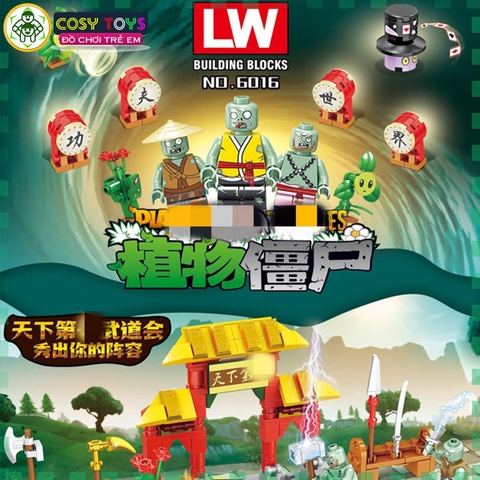Đồ chơi lêgo xếp hình lắp ráp hoa quả đại chiến zoombie với 348 chi tiết