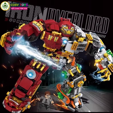Đồ chơi lắp ghép xếp hình Ironman trong bộ giáp kết hợp đỏ xanh với hơn 552 chi tiết