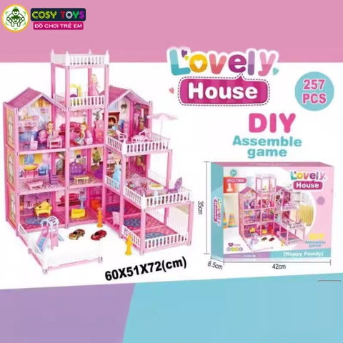 Đồ chơi lắp ghép ngôi nhà villa búp bê cao cấp với đầy đủ vật dụng, đồ dùng cho bé