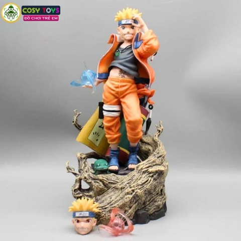 Mô hình Naruto dáng đứng siêu ngầu - Cao 30cm - ngang 12cm - nặng 1kg5 - Phụ kiện : 2 đầu thay thế + 2 rasegan + 1 mô hình cóc - Figure Naruto - có hộp màu