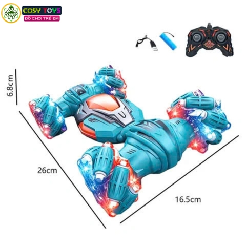 Đồ chơi xe đua bánh xoắn stunt racer xoay 360 độ có điều khiển từ xa và cử chỉ 4 chiều cho bé