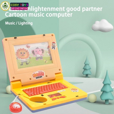 Đồ chơi máy tính laptop có nhạc đèn Led màn hình động kèm chuột điều khiển cho bé