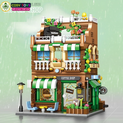 Đồ chơi lắp ghép xếp hình city nhà phố: quán cà phê, khách sạn, nhà hàng ... với 713, 760, 828 chi tiết