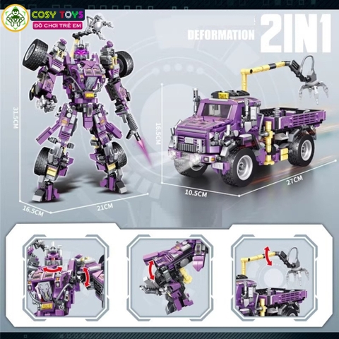 Đồ chơi lắp ghép xếp hình robot biến hình 2 trong 1 thành xe đủ mẫu với hơn 772 - 797- 821 - 844 chi tiết cho bé
