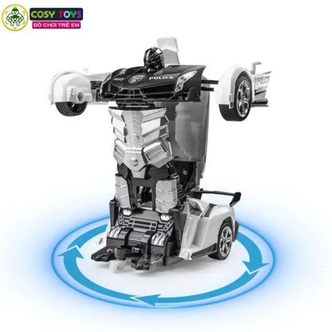 Đồ chơi xe oto cảnh sát biến hình thành robot có điều khiển 4 chiều mẫu mới cho bé