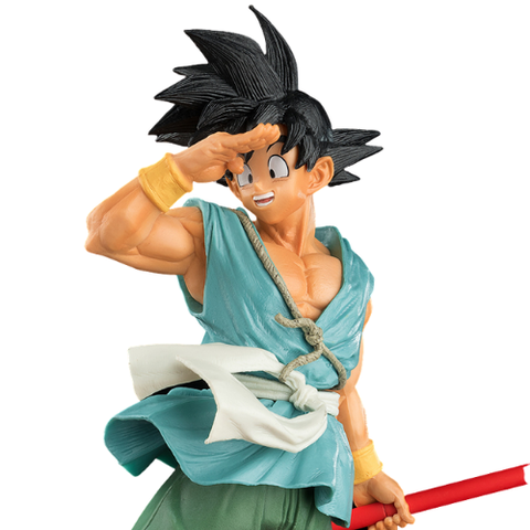 Mô hình chiến binh Ngọc rồng áo xanh- Goku cầm gậy chào tạm biệt siêu đẹp